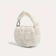 여자공주머니 여성볼파우치 여성용 퀼팅 미니 핸드 패딩 클라우드 백 볼주머니 파우치, 화이트, 1개