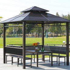 앙골모아 정자 가제보 야외 바베큐장 조립식파고라 야외정자 조립식 옥상 파고라, 블랙*3m*3m*사주정