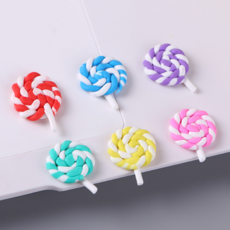 롤리팝 막대사탕 미니어처 데코 파츠 6color, 레드