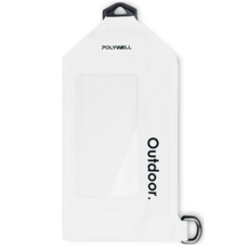 POLYWELL 防水手機袋 透明視窗設計 輕巧便攜, 1個, 白色