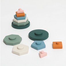 실리콘 도형 맞추기 블럭 소근육 발달 감각놀이 유아 장난감, 1개, 도형빌딩블럭세트