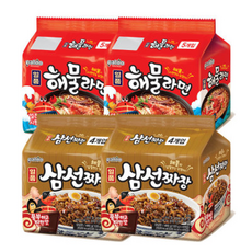 일품해물라면 2팩 + 일품삼선짜장 2팩, 일품해물라면 2팩 + 일품삼선짜장 2팩(총18봉), 18개
