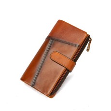 KingTo RFID 차단 카드 홀더가 있는 여성용 가죽 장지갑 빈티지 수표책 지갑 옐로우 라지 [호환]