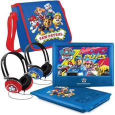PAW Patrol 9인치 휴대용 DVD 플레이어 일치하는 헤드폰과 가방 CD DVD USB 및 SD 카드 스위블 화면과 호환 가능, PAW Patrol 9인치 휴대용 DVD 플레이어, 일