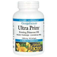 Natural Factors 내추럴 팩터즈 여성용 달맞이꽃 오일 1000mg Ultra Prim Evening Primrose Oil, 1개, 90정