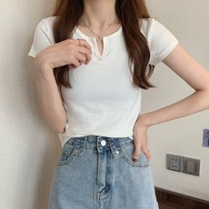 여성 여름 무지 반팔티셔츠 기본 스타일 시원한 착용감으로 편안한 외출용 캐주얼 티셔츠
