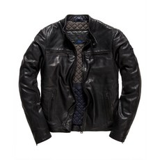 Superdry x Idris Elba 聯名限量款 黑色真皮騎士夾克, 1個