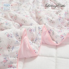 리빙캐슬 실키 아이스 블룸 냉감 이불 폴리아미드, 핑크