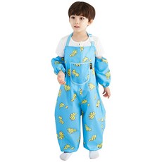엘리몽 유아 미술가운 멜빵형+토시 set, 디노 블루
