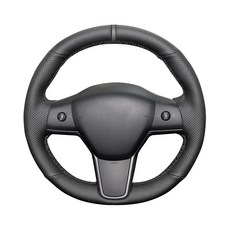 Belinous 가죽 핸들 커버 레이스업 천연 핸드 스티치 스티어링 휠 랩 2017-2023 모델 3/2020-2023 Y와 호환 (그레이), Gray