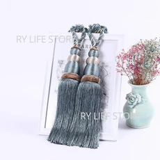 호환 2개입 태슬 커튼 타이백 커튼 홀더 버클 로프 룸 태슬 프린지 커튼 타이백 홀드백 홈 데코, 01 Light Blue