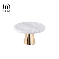 【好物良品】6吋/8吋大理石金屬高腳蛋糕盤飾品托盤 - 蛋糕托盤 高腳盤 生日蛋糕收納托盤, 1個, 6吋(不含玻璃罩)
