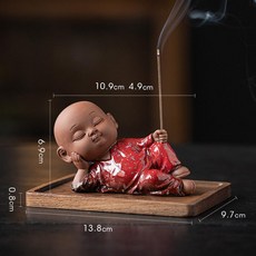 선 스틱 향로 인테리어 향꽂이 테이블용 실내용 소형 향기, 레드+직사각형 받침대, 기본 향