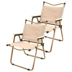 MANTU 접이식 캠핑 의자 대형, 카키, 2개