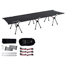Naturehike 輕量折疊行軍床 登山高低兩用鋁合金折疊床 戶外露營, 原野加粗款黑色