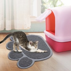 台灣x現貨秒出 貓掌造型貓咪寵物廁後蹭腳貓砂墊落砂墊, 1個, 灰色-小號30x40cm