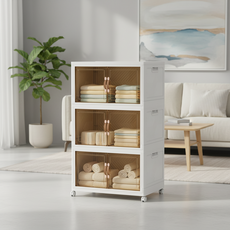 리빙코아 프리미엄 대용량 다용도 접이식 폴딩 리빙박스, 3개, 화이트