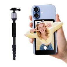17 시리즈 및 안드로이드용 롤리 M4 셀카 모니터 화면 4K 마그네틱 백 카메라 164FT 무선 제어 라이브 스트리밍 비디오 녹화용 브이로그 화면 블랙, Titanium, Medium