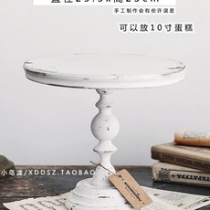 앤틱 빈티지 우드 선반 번 케이크 카페 트레이 받침대 소품 스탠드 디저트 케익 엔틱, F. 화이트페인트 대형