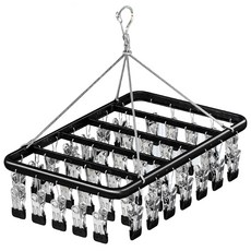 鋁合金曬襪架 曬襪子衣夾 台灣24h出貨 360度旋轉 無痕多夾晾衣架, 耀夜黑