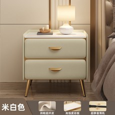全實木現代簡約小型臥室床頭收納櫃, 米白色金腳 進口落葉松全實木款:40x40x50cm
