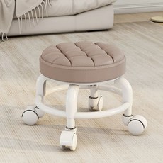 등받이이동의자 낮은의자 바퀴달린 작은바퀴 플라스틱 쿠션 원형 스툴 화이트, J. 카키 색상  두꺼운 플라스틱 프레임  범용 휠, J. 카키 색상 두꺼운 플라스틱 프레임 범용 휠