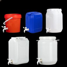 다용도 물통 20l 투명 말통 양동이 캠핑용 밸브 대형, 블루 사각 10L 수도꼭지 포함, 1개