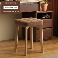 스튜디오 원목 화장대의자 스툴 인테리어 사각형 카페, 내추럴 우드 그레이 고탄성 스펀지