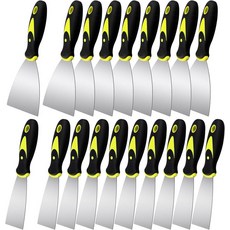 SEHOI 20PCS 퍼티 나이프 세트 미끄럼 방지 손잡이가 있는 2인치 및 4인치 스테인리스 스틸 스패클 건식 벽체 마감용 금속 스크레이퍼 석고 스크레이핑 데칼 벽지, 20PCS 2/4 Inch