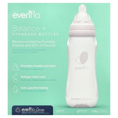 Evenflo Feeding Balance+ 젖병 스탠다드 생후 0개월 이상 느린 속도 젖병 3개 각 270ml(9oz) Feeding (이븐플로 피딩), Evenflo Feeding, Balance+ 젖병,, 270ml