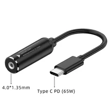 ​DC-USB C PD 65W 고속 충전 케이블 어댑터 변환기 유형 전원 잭 커넥터(MacBook 용) Lenovo Samsung Huawe, 04 4.0X1.35mm