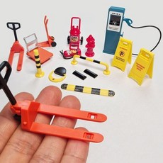 도로 안전 교육 미니어처 세트 소방 주차 시설 충전소 핸드카트 피규어 미니카 교통 모형, C 충전소