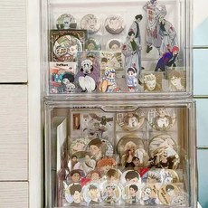 亞克力痛櫃吧唧立牌周邊防塵櫃二次元胸針徽章收納展示盒透明, 1個, 【27*18*22】小號 高透加厚 無階,一個裝 磁吸開合/防塵防潮