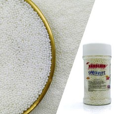 KANDLRIK 스프링클 데코 장식 먹을 수 있는 금색 캔디 2mm 미니 펄 케이크 컵케이크 토퍼 쿠키 데코레이션 결혼식 파티 발렌타인 할로윈 크리스마스 용품 3온스, 흰색