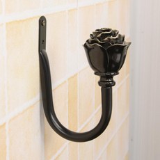 커튼 U자형 후크 벽걸이 커튼 후크 심플 창 장식 벽걸이 금속 후크 커튼 장식 액세서리, 블랙 원, 로즈 U 자형 벽 후크, 1개