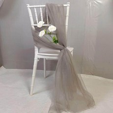 웨딩 의자 베일 장식 하객석 망사 2m x 천 투명, 1인용, 연회색 2m