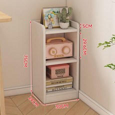 틈새 수납장 좁은 책장 실내 원목 책장, 1단, 30x24x75 2단 화이트