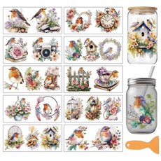 PVC UV 전사 컵 스티커 다양한 패턴 디자인 코팅 장식용 DIY 리무진 10장 세트 24x11cm, 새