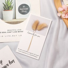 有感選物 台灣現貨 乾燥花賀卡 滿天星卡片 送禮卡片 母親節卡片 生日卡片, 兔尾草, 1個