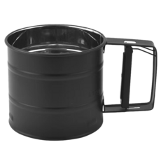 가정용 스테인레스 스틸 반자동 밀가루체 주방 날밀가루체 분당체 채망 베이킹 도구 24메쉬, 1개, 블랙