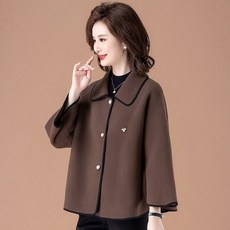 POMTOR 중년 여성 외투 캐주얼 짧은 카라 상의