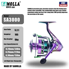 Lidafish-낚시 릴 1000-7000 5.2:1 고속 스피닝 릴 최대 드래그 8kg 금속 스풀 잉어 낚시 바닷물 릴, Wood Grip, 3000 Series