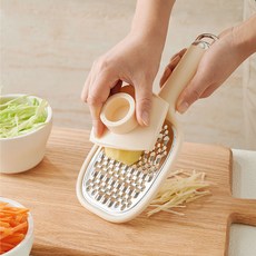 家用刨絲器擦絲器土豆絲蘿蔔切絲刨絲器不銹鋼雙面多功能廚房切菜, 1個, 米色+護手