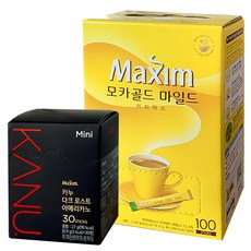 Maxim 麥心 Maxim 摩卡黃金溫和三合一咖啡 100入+KANU 深度烘焙美式迷你咖啡 30入, 1組, 1套