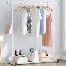 튼튼한 고정식행거 옷걸이 옷 바지걸이 1단 스탠드 스탠딩 행거, 화이트-100x140