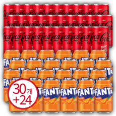 코카콜라 제로 190ml 30캔 + 환타 오렌지 350ml 24캔, 30개