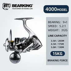 BEARKING 브랜드 도착 바닷물 낚시 릴 스피닝 1000-6000 9+1BB 5.2:1 최대 드래그 10-20KG 방수 릴, [01] 9, 04 4000, 1개