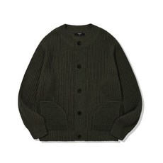 TRILLION 워셔블 버튼 업 크루넥 가디건 니트 (KHAKI)