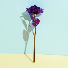 위시월드 크리스탈 홀로그램 장미 선물 오로라 조화, 퍼플, 1개