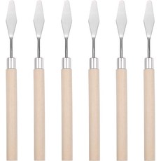 메카닉스티 6Pcs 팔레트 나이프 뾰족한 머리 스테인리스 스틸 유연 주걱 나이프와 나무 손잡이가 있는 6.8 길이의 긁기 혼합 유화 캔버스, 6.8"